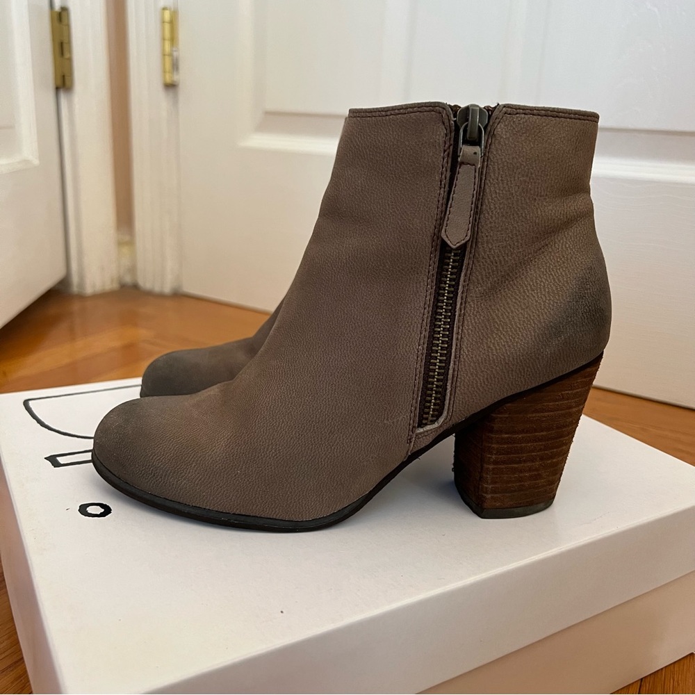 Taupe zipper ankle booties